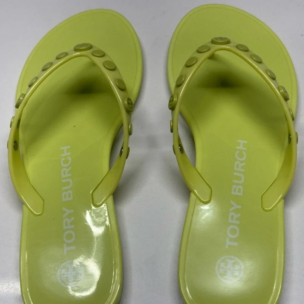 Tory Burch Lime Green Flip Flops Size 5 “ Worn twice, Like New” - Picture 4 of 6
